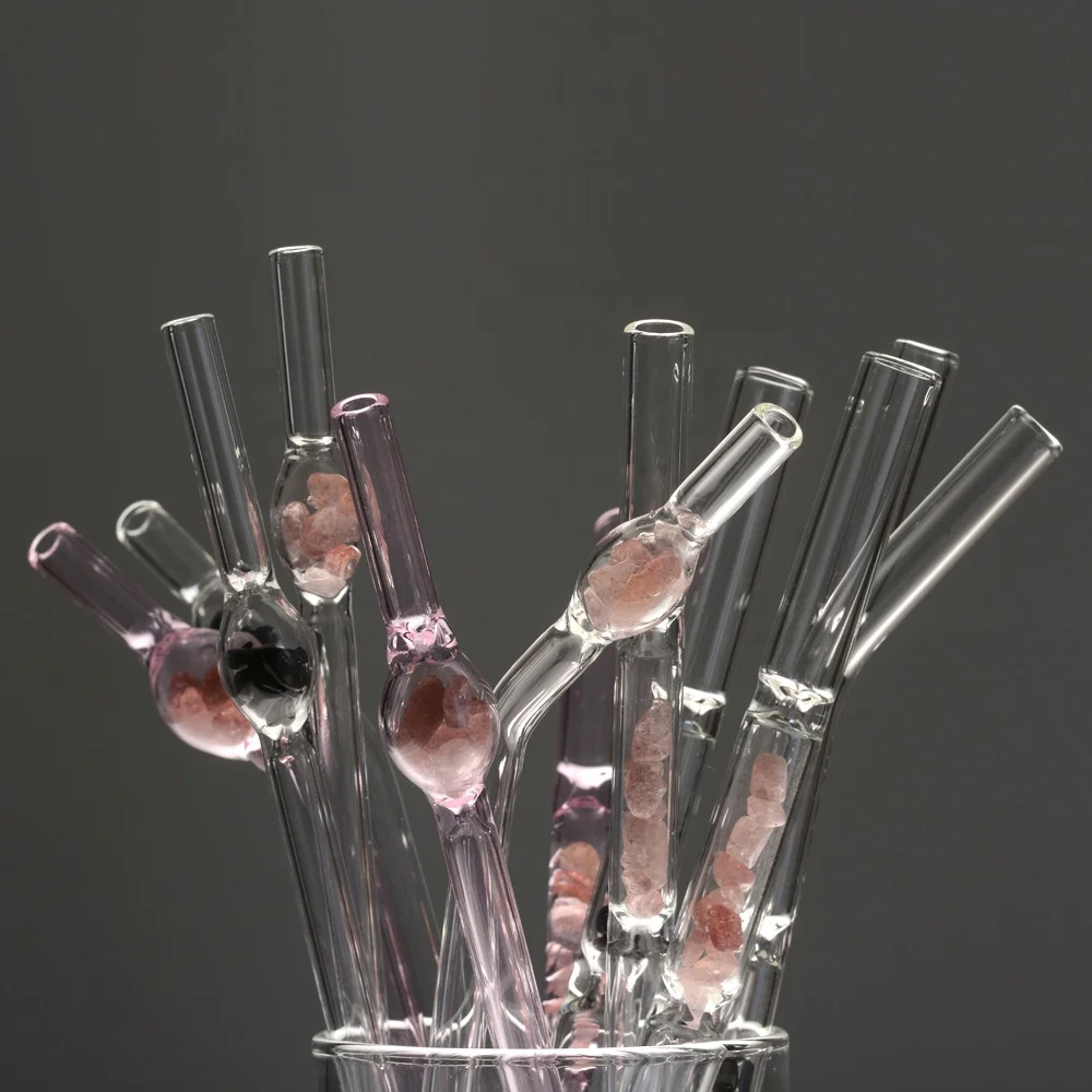 Diameter 8mm Crystal Energy Gemstone Glass Drinking Straws Natural Crystal Quartz Glass Straws
