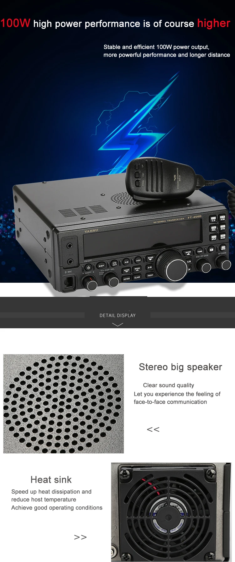 Yaesu Ft450d Uhf Vhf Walkie Talkie 100w Dualband Digital Car Short