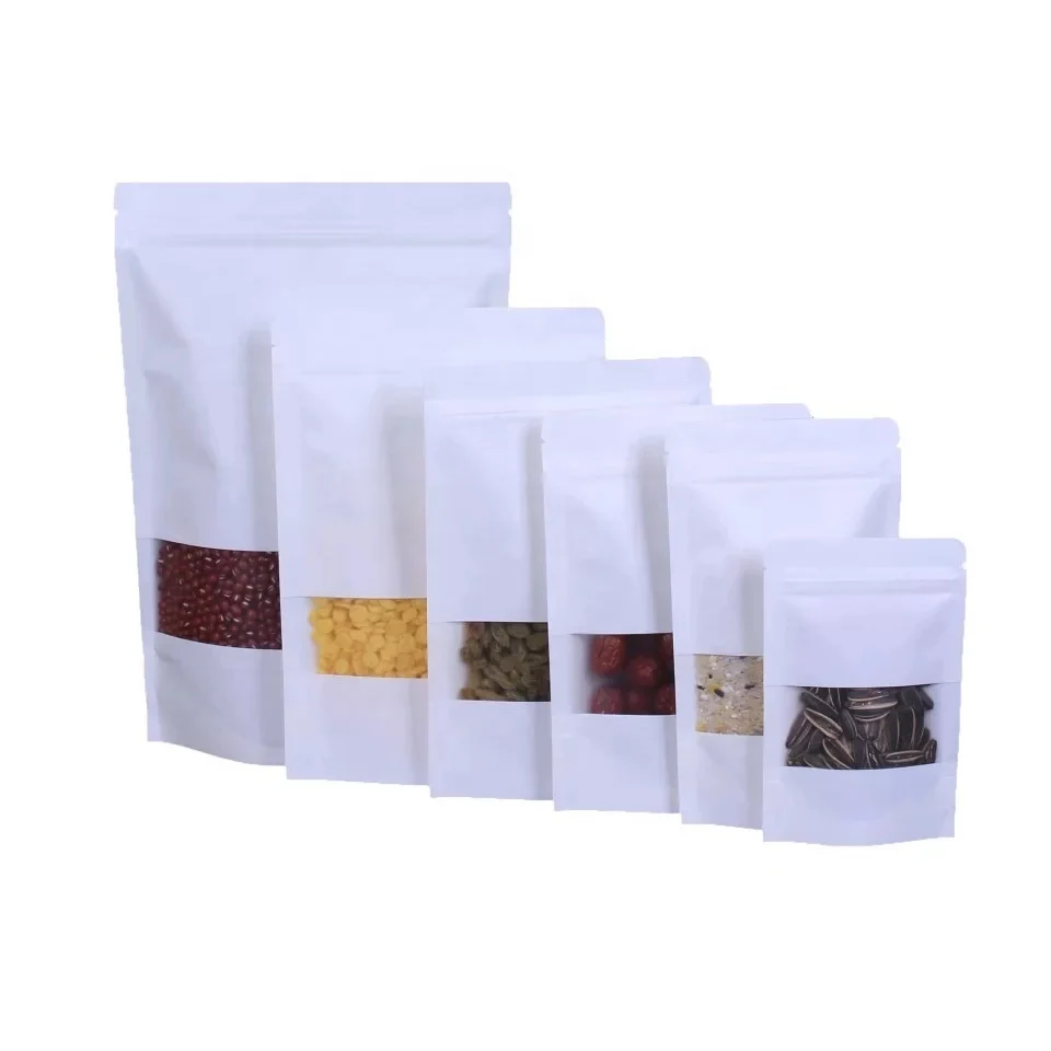 Popular in global market food grade brown kraft paper pouch with zipper