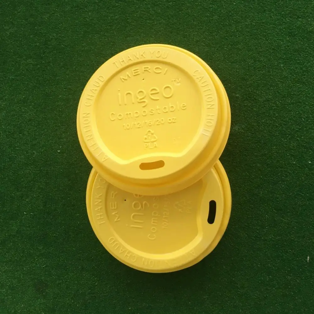 100% biodegradable and compostable PLA Plastic white coffee cup lid
