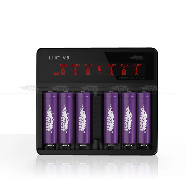 High qualilty 18650/18350/18500/26650 battery charger LUC V6 efest new charger Efest 6 bay intelligent battery charger