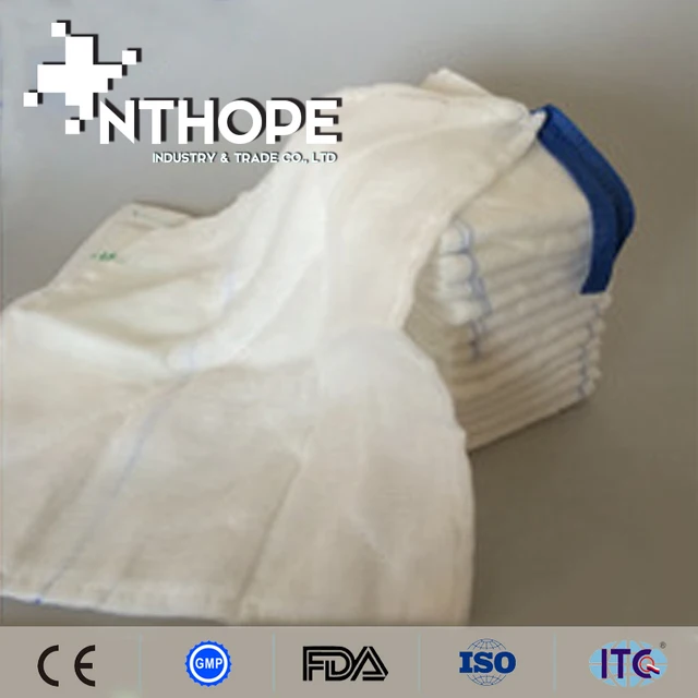 Absorbent 100% bleached cotton disposable medical gauze lap sponge