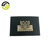 Black fashion design custom antique brass jeans pu leather patches label for garment/bags