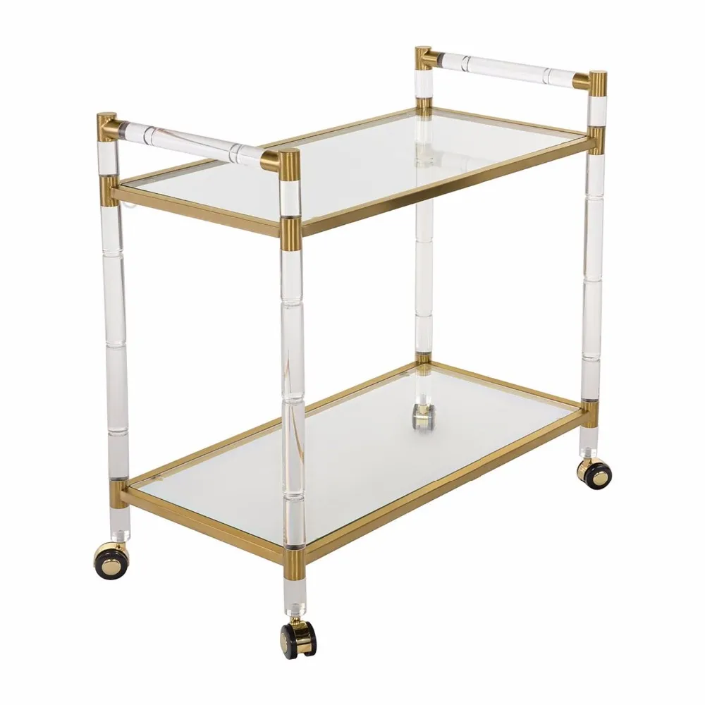 Acrylic Legs Hotel Trolley Cart Kitchen Trolley Glass Food Trolley For