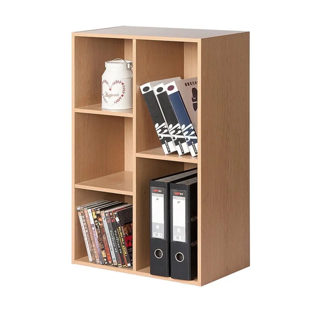 LQQGXL Storage and organization Bookcase Wooden Square 5 Compartment Cabinet Bedroom Bookcase Maple Size 80 23.8 50cm