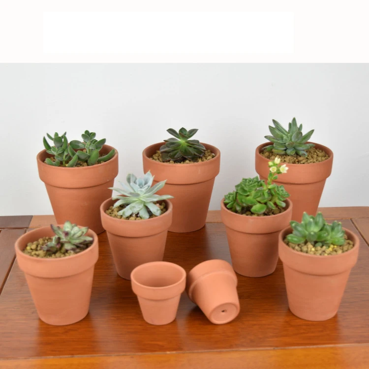 Wholesale Small Cheap Garden Mini Succulent Plants Brown Round Ceramic Clay Pots For Plants 