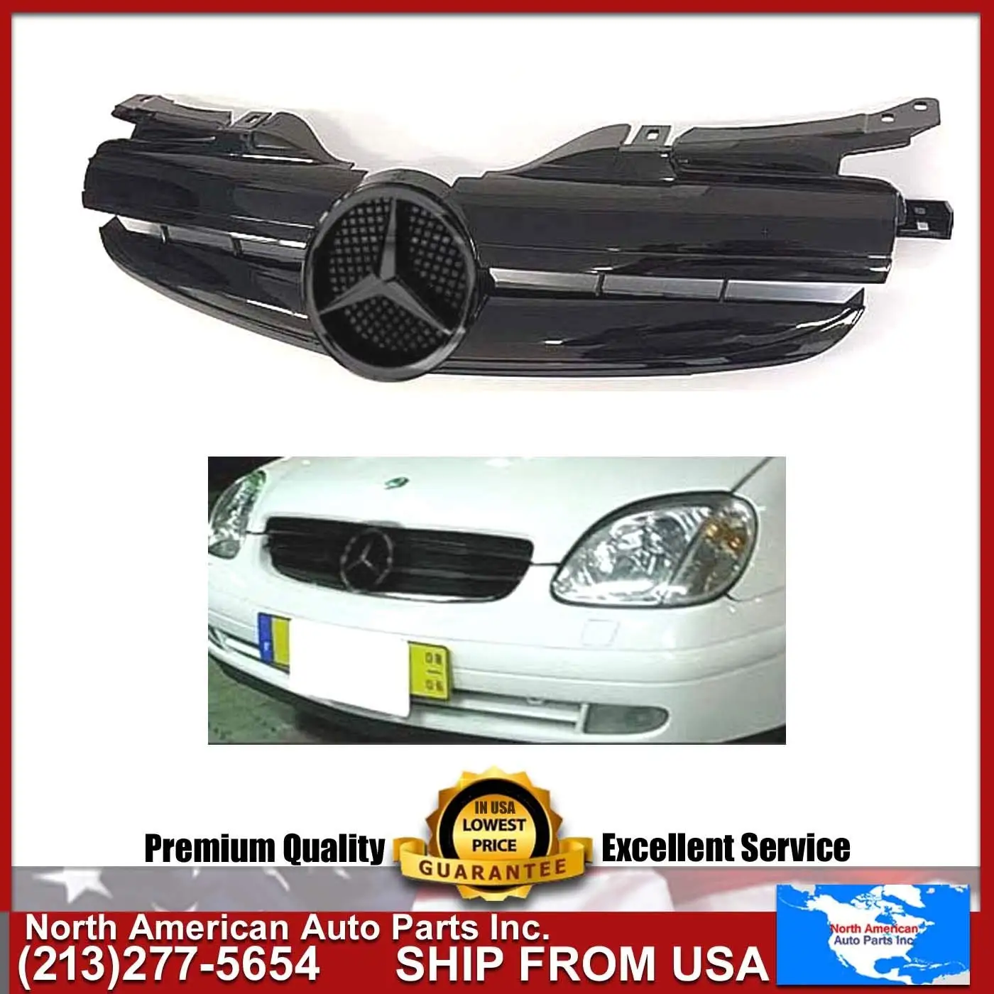 Get Quotations · MERCEDES BENZ SLK 97-04 ALL BLACK GRILLE AMG STYLE BLACK  STAR EMBLEM 1997 1998
