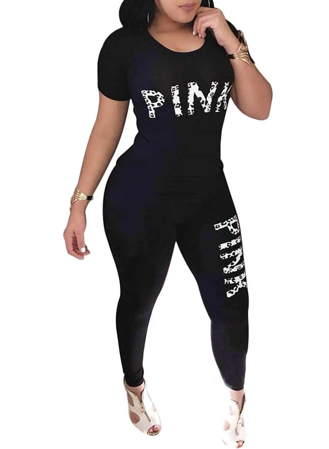 M/&S/&W Women Short SleeveBlouse Top Pants Jumpsuits 2 Piece Outfits Tracksuit