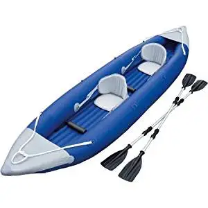 Inflatable Kayak for 2-Person by Ozark Trail with 2 Oars, Pump, Carry Bag and Two Adjustable Seats with Storage Compartments, Blue, Great for Outdoor Recreation