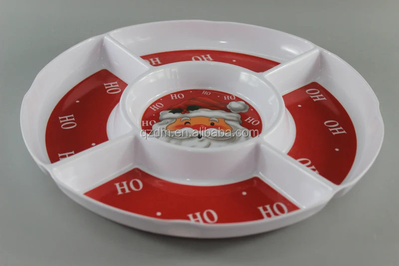 Melamine Five Divide plate ,Christmas Dishes , Xmas Plate