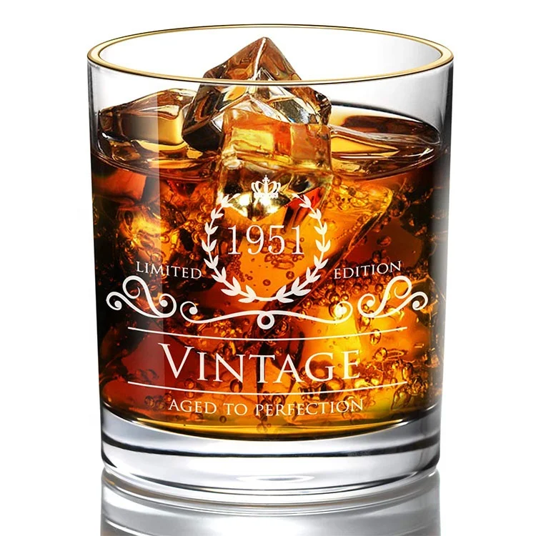 300ml Crystal Custom Rocking Whiskey Glasses Gold Rim Vintage ...