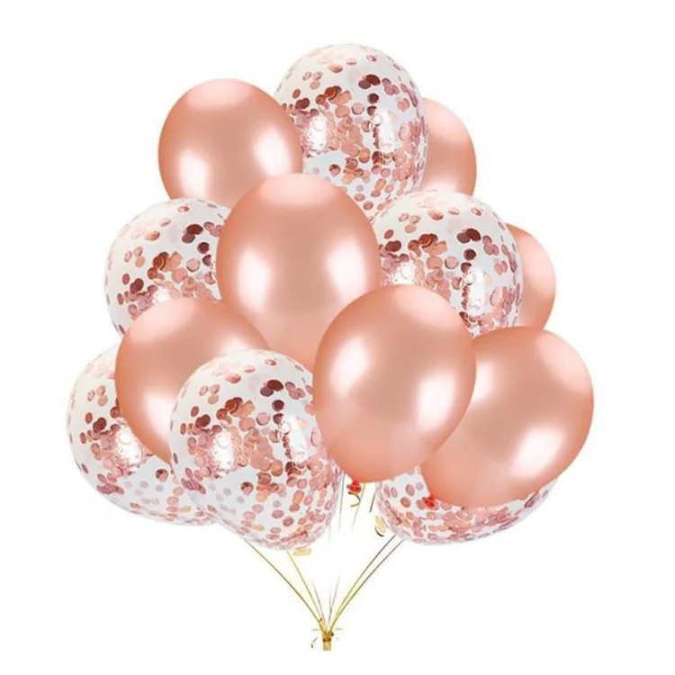 12inch 18inch 36inch rose gold latex balloon fill with mixed confetti balloon for Wedding Birthday Party