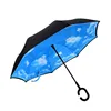 Inverted Umbrella Bule Sky Double Layer Cars Reverse Umbrella with logo prints