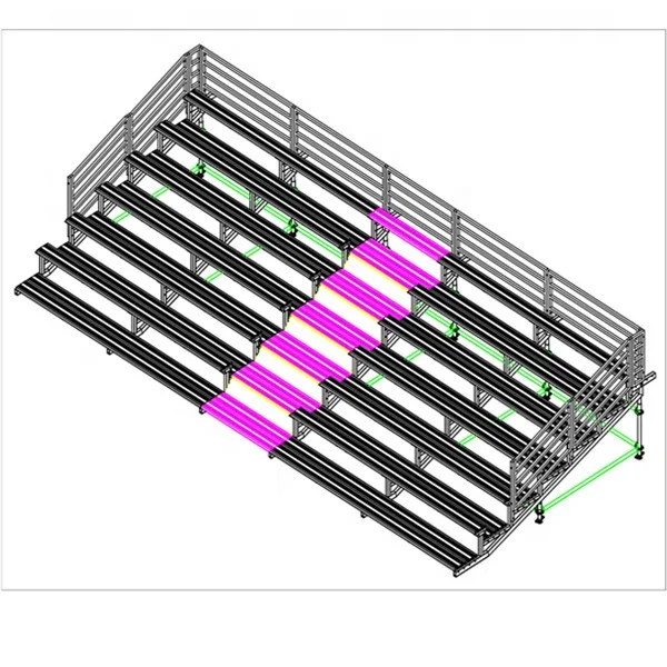 4 Rows 20 Seating Folding Stadium Seats Bleachers Soft Grandstand