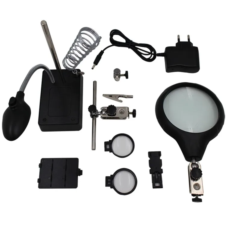 Professional Industrial Magnifying Glass With 5 Led Light Use For Welding Desktop Magnifier 2819