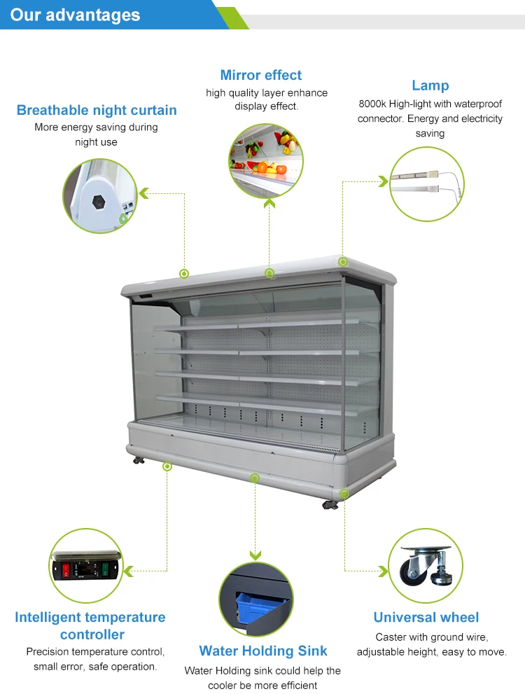 open type chiller commercial display fridge for sale
