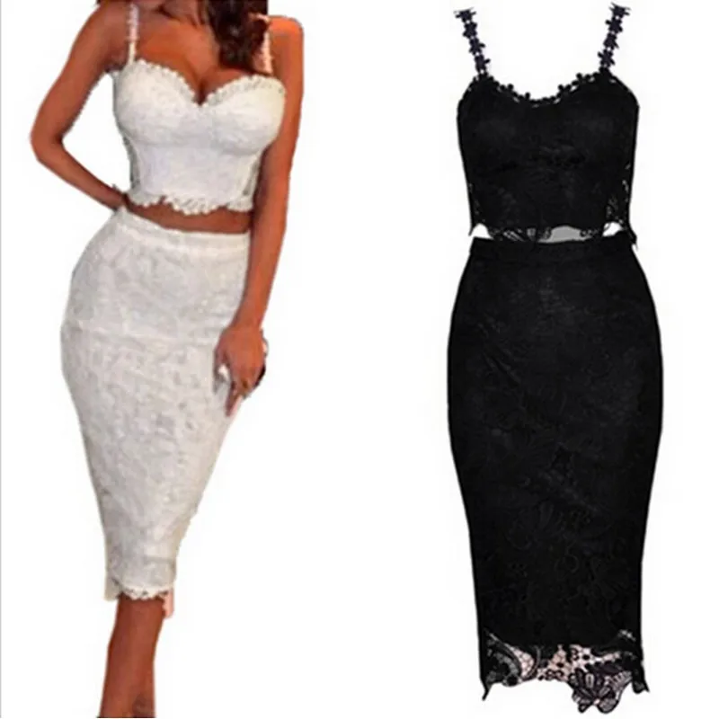 2 piece white lace set