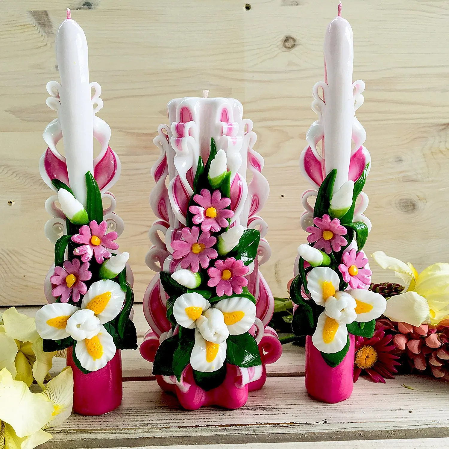 Buy Pink Unity Candles Carved Candles For Wedding Ceremony