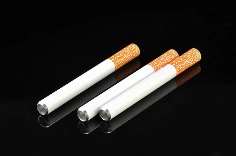 Metal Aluminum Cigarette Shape 78mm 55mm  Length Dugout Weed Smoking Pipes Accessories One Hitter Portable Herb Tobacco Pipe