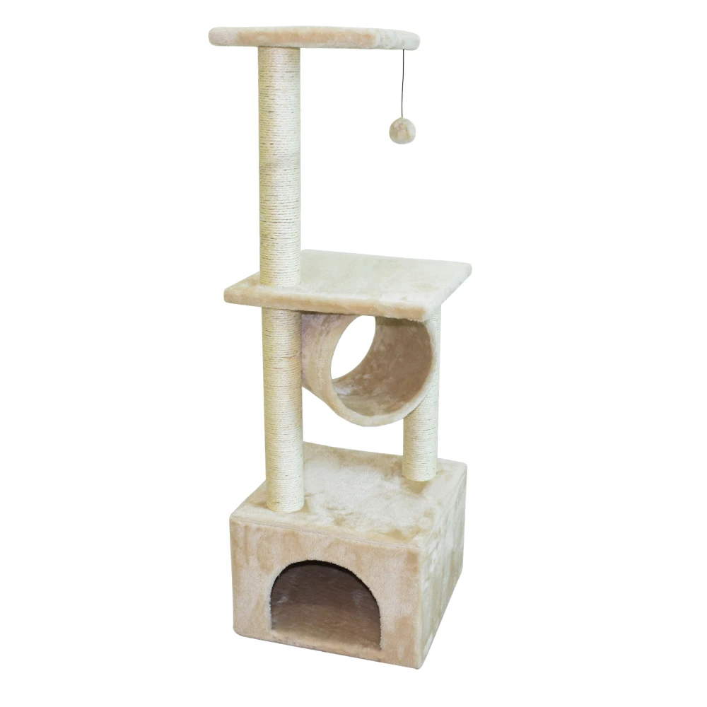 Cute Adjustable Beige Cats Tree Climbing Apartment Furniture Pet House