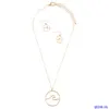 WAVE ROUND PENDANT NECKLACE SET