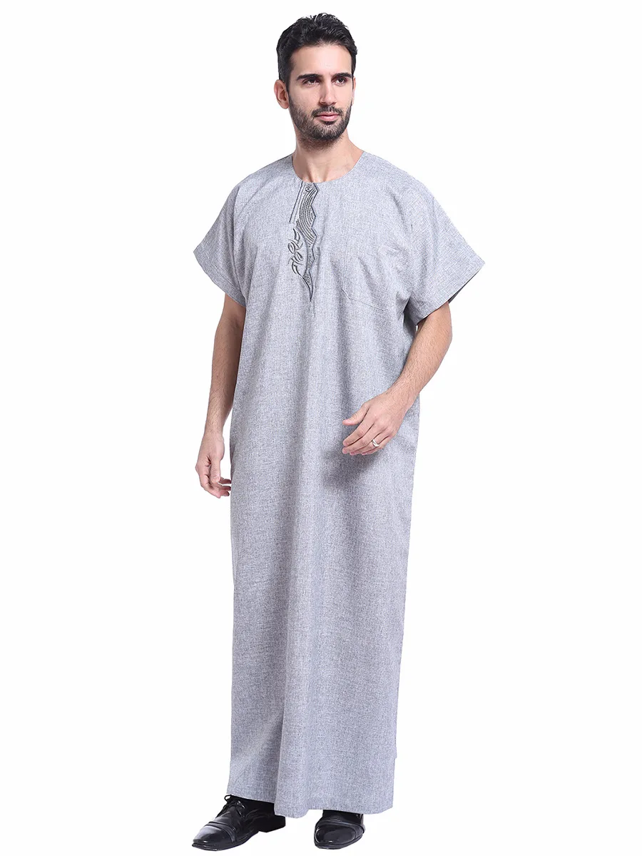Muslim Thobe For Men Jubba Mens Cotton Omani Arab Robe Islamic Clothes ...