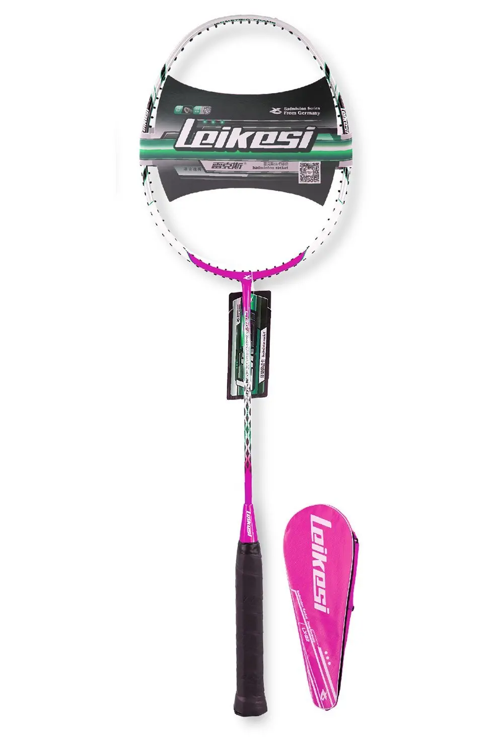 LeiKeSi Carbon Fiber Integrated Single Purple Badminton Racket With Line