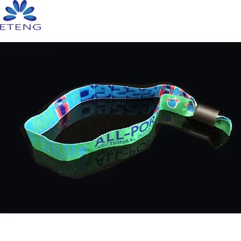 Moda usa e getta braccialetti tessuto, evento Personalizzato Wristband tessuto con bloccaggio a scorrimento