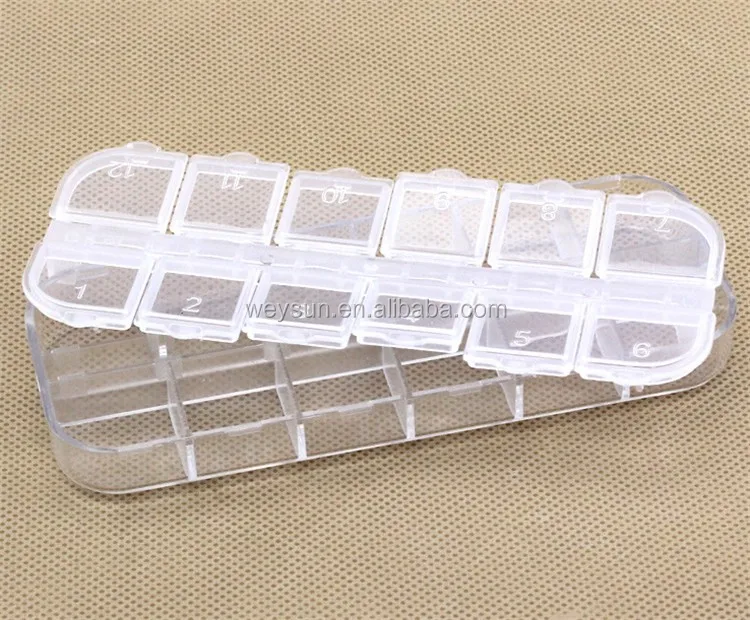 Arte De Uñas 12 Compartimento Vacío Caja De Almacenamiento De Plástico
