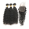 Deep curls with closed Brazilian braid 3 strands of pure remy hair extensions