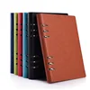 Custom black A5 travel loose leaf hard cover PU leather notebook