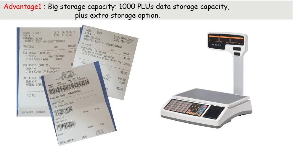 Weighing Scale Thermal Receipt Printing Support Multilanguage Digital