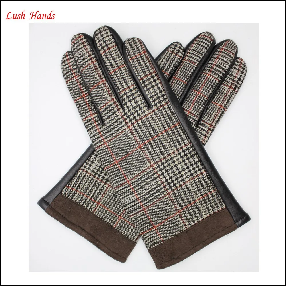 cheap women's beautiful gift houndstooth fabric gloves lining polyesther