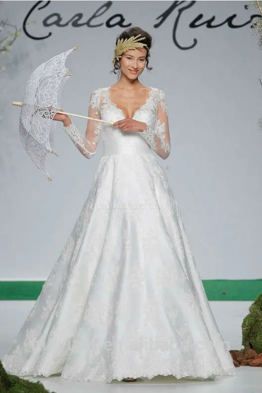 vestido de novia blanco hijab profundo escote en v de encaje vestido