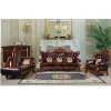 New luxury wood sofa set classic design wood carving sofa charming leather sofas