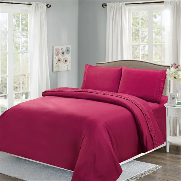 Color Purple Red Hotel 4pcs Cotton Bed Sheet Bedding Set Linen - Buy ...