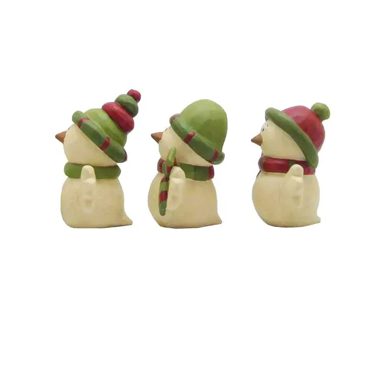 Mini Christmas Resin Snowman Statues Ornaments for Indoor Christmas Decoration