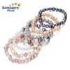elastic stretch real black baroque fresh water beads pearl bracelet designs wholesale freshwater natural pearl bangle bracelet