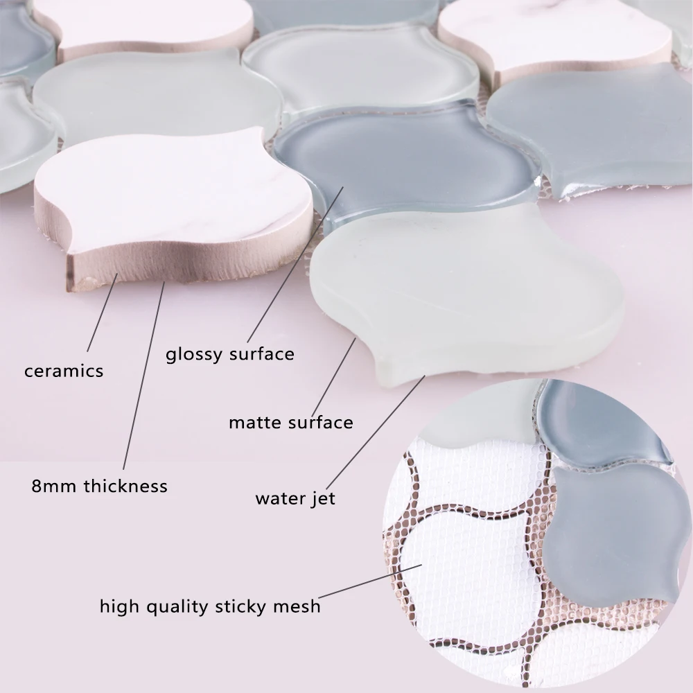 New design waterjet stone mosaic marble arabesque lantern tiles for kitchen splashback