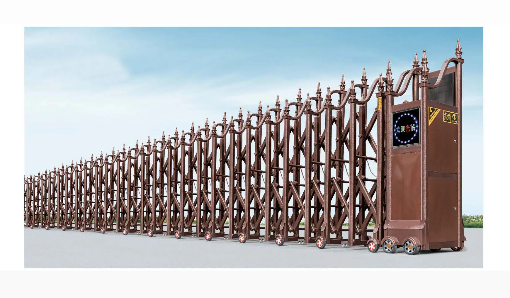 Steel Retractable Trackless Main Folding Park Barrier Gate Designs