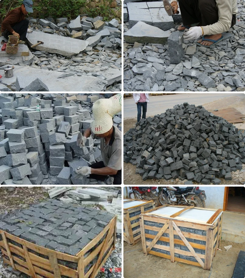 Factory Supply Natural Granite Cobble Stone Cube Stone for Outdoor Paving