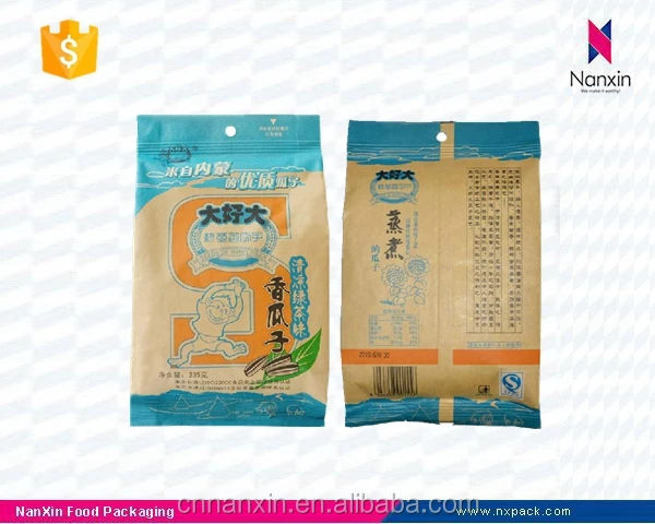 foil lined kraft paper sunflower seeds packaging back seal bag