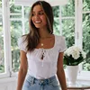 2019 New Women Summer Vintage White Bodysuit Casual Boho Solid Irregularity Sexy Boho Tops
