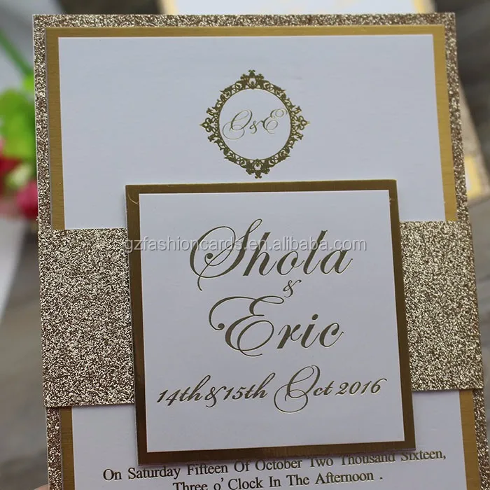 Glitter Gold Foil Printing Wedding Invitation Suite Mint Glitter Gold Foil Printing Wedding