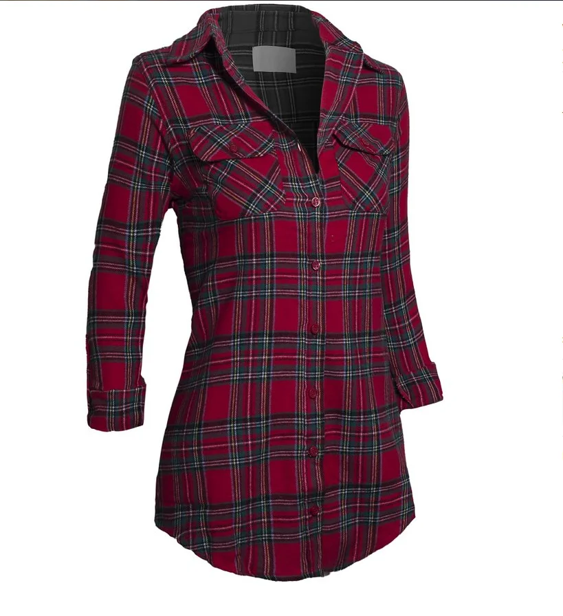 red and black plaid shirt for women