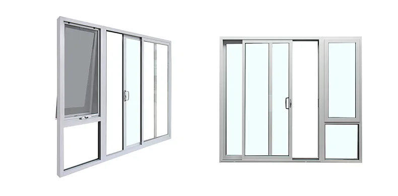 White Aluminum Sliding Door With Awning Window
