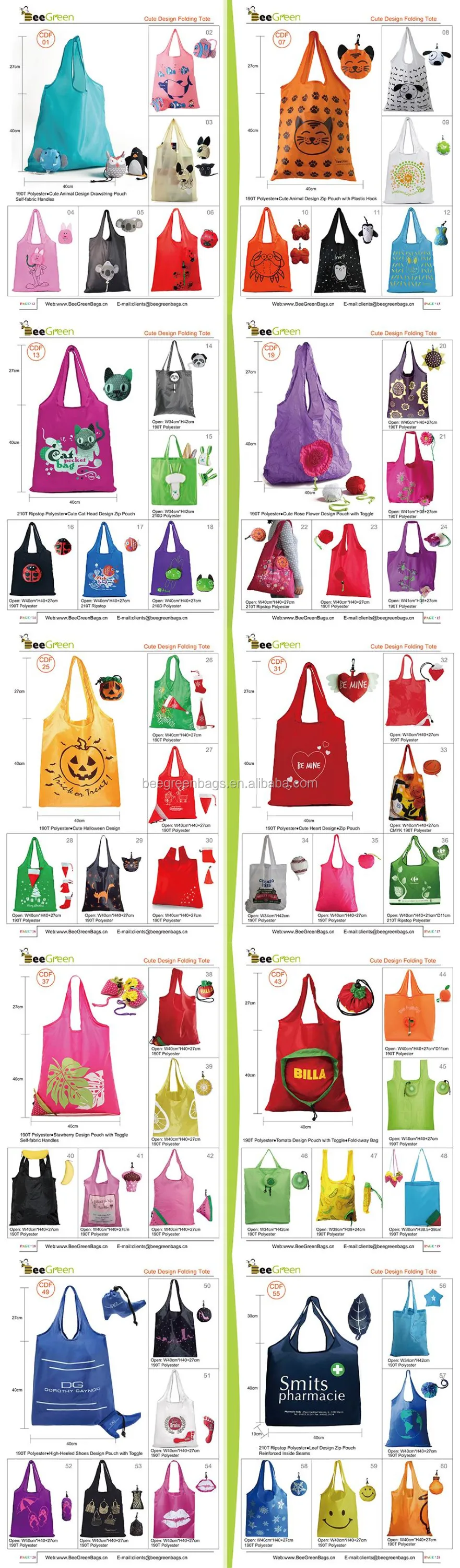 Ecofriendly 190t Nylon Fruit Shape Folding Reusable Bags With Fish
