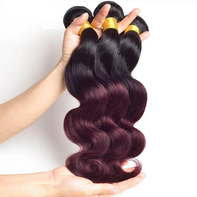 Lsy Ombre Dark Wine Color Brazilian Hair  Virgin Body Wave 1B 99J Two Tone Human Hair  Weave Bundles 99J Red Natural Human Hair.jpg