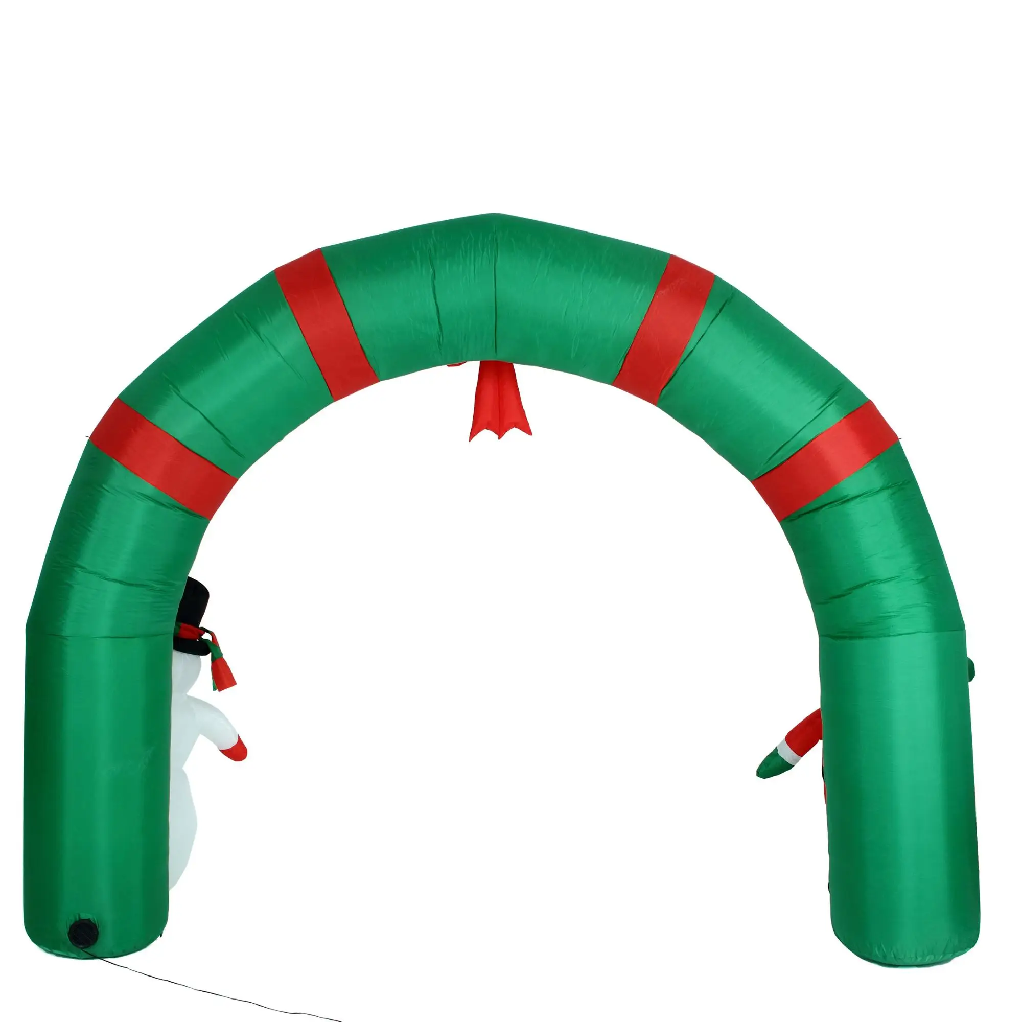 Hot Sale Lighted Christmas Inflatable Santa And Snowman Arch With Bow