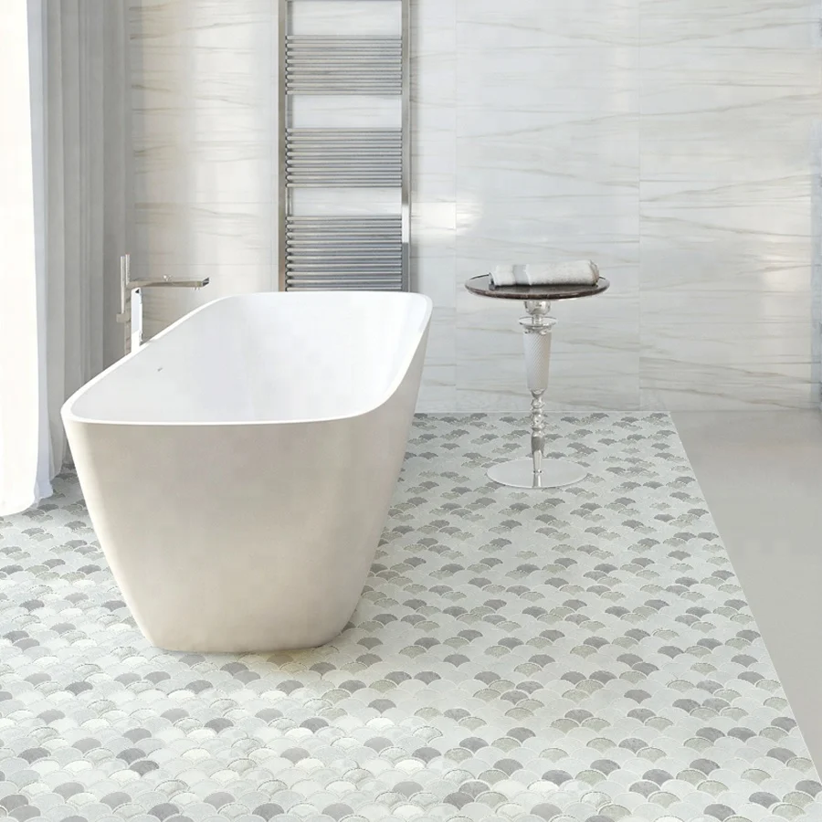 Fan Shaped Luxury Handmade Le Mosaic Bathroom Floor Le Mosaic Bathroom Floor